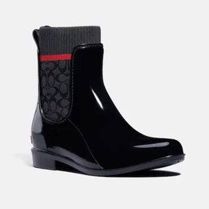 NWOT COACH Black Rain Boots size 8